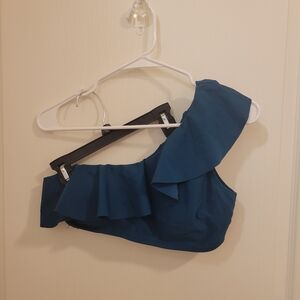 One-Shoulder Ruffle Blue Top